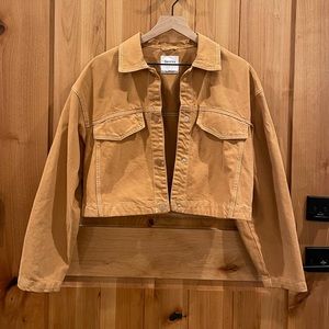 Bershka camel canvas crop jacket